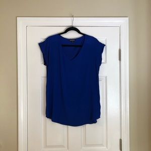Express blue polyester and spandex blouse